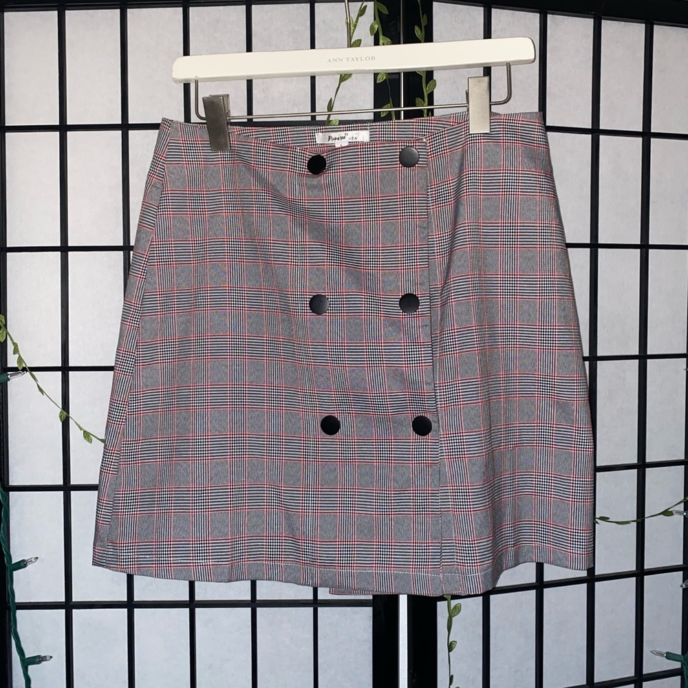 Plaid Button-Front Skirt
